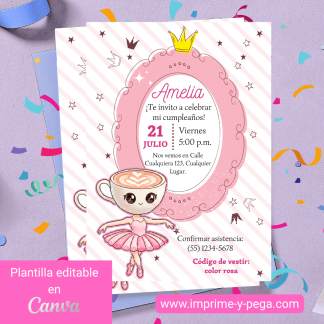 Invitación Digital & Imprimible Bailarina Capuchina 01