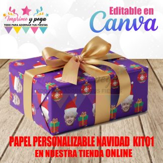 Papel personalizable navidad Kit 01 Canva